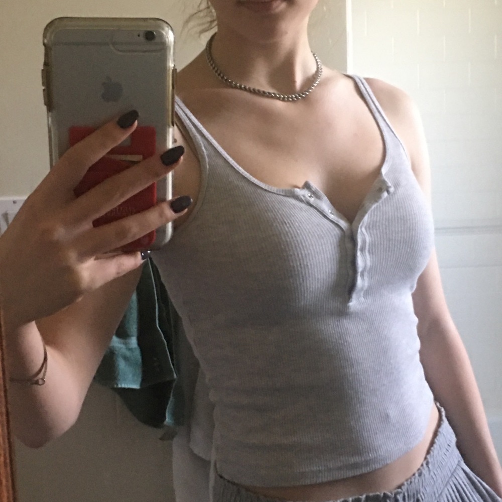 Gray Buttoned Tank (Brandy Melville)